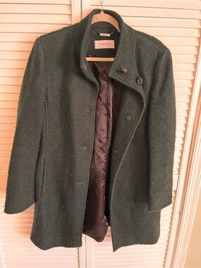 Calvin Klein Dark Green Wool Blend Coat